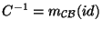 $C^{-1}=m_{{\cal C}{\cal B}}(id)$