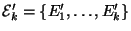 ${\cal E}'_k=\{E_1',\dots,E_k'\}$