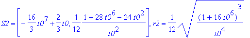S2 = [-16/3*t0^7+2/3*t0, 1/12*(1+28*t0^6-24*t0^2)/t...