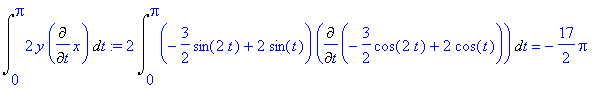 Int(2*y*Diff(x,t),t = 0 .. Pi) := 2*Int((-3/2*sin(2...