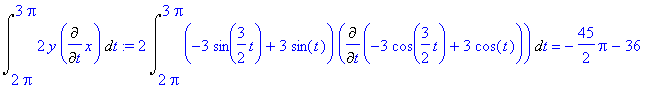 Int(2*y*Diff(x,t),t = 2*Pi .. 3*Pi) := 2*Int((-3*si...