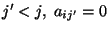 $j'<j, a_{ij'}=0$