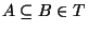 $A\subseteq B\in T$