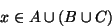 \begin{displaymath}x\in A\cup(B\cup C)\end{displaymath}