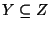 $Y\subseteq Z$